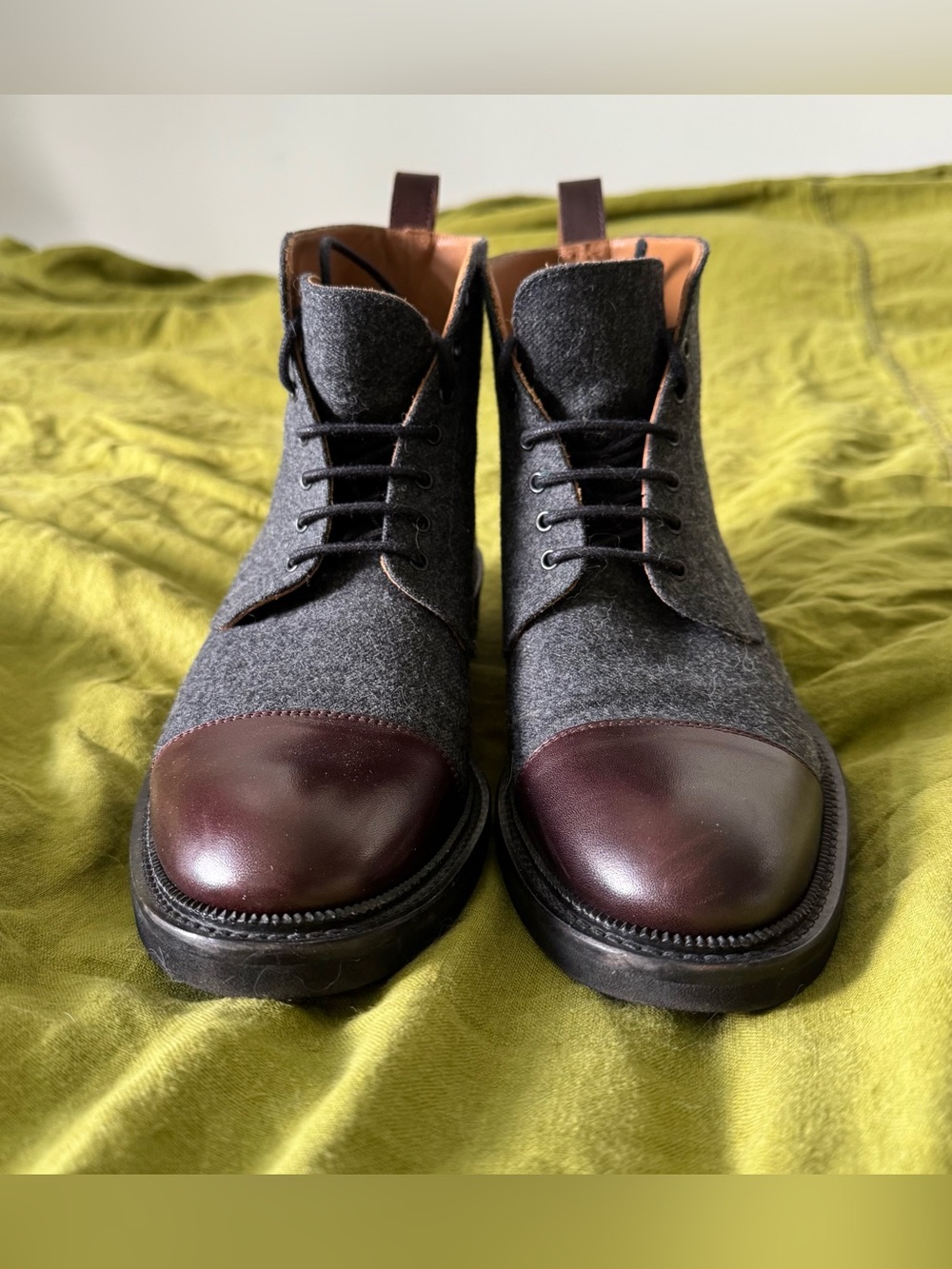 Taft Jack Boots Gray Wool & Burgundy Leather Men’s US 7 / EU 40 Made in Spain